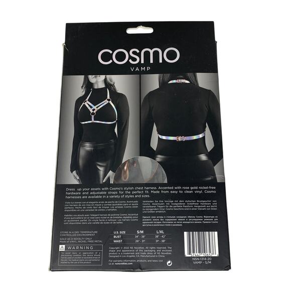 Cosmo Vamp Chest Harness Womens Size S/M Iridescent Rose Gold Metal Accents - Picture 2 of 4
